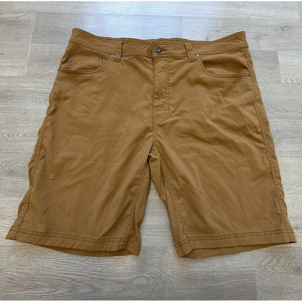 prAna Shorts Mens 38 Brown Stretch Hiking Outdoor Casual 5 Pocket Chino‎